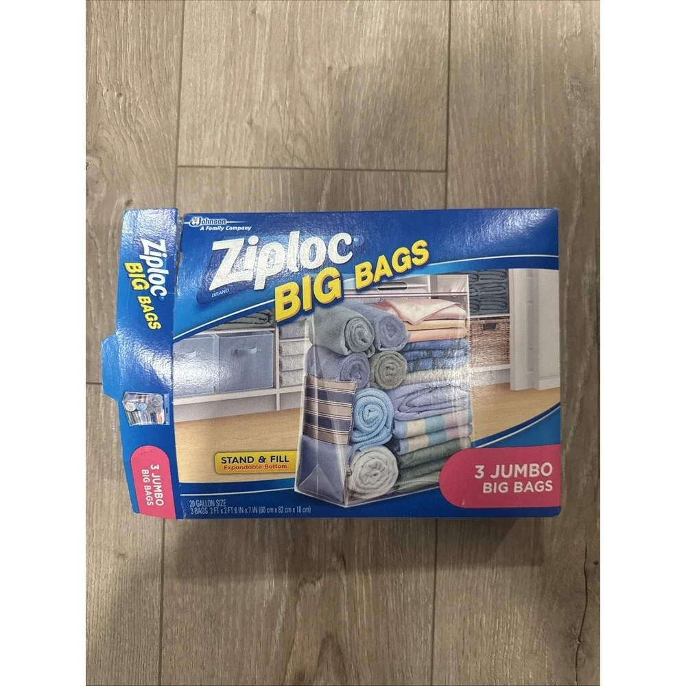 Ziploc Big Bags Discontinued Heavy Duty XXL 20 Gallon 2' x 2.7' 1 Used 2 New‎
